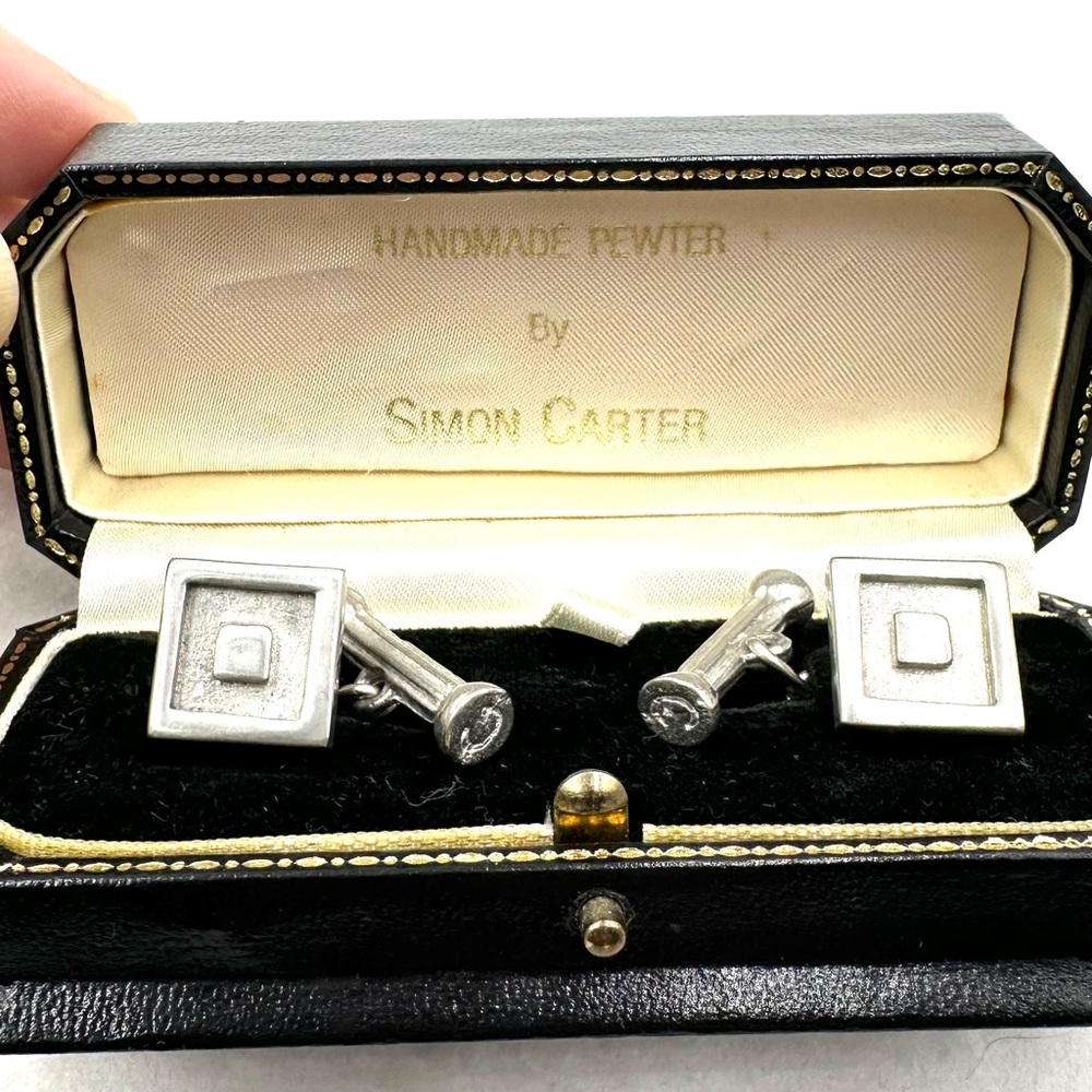 Simon Carter Silver Cufflinks Hand Made Pewter NIB